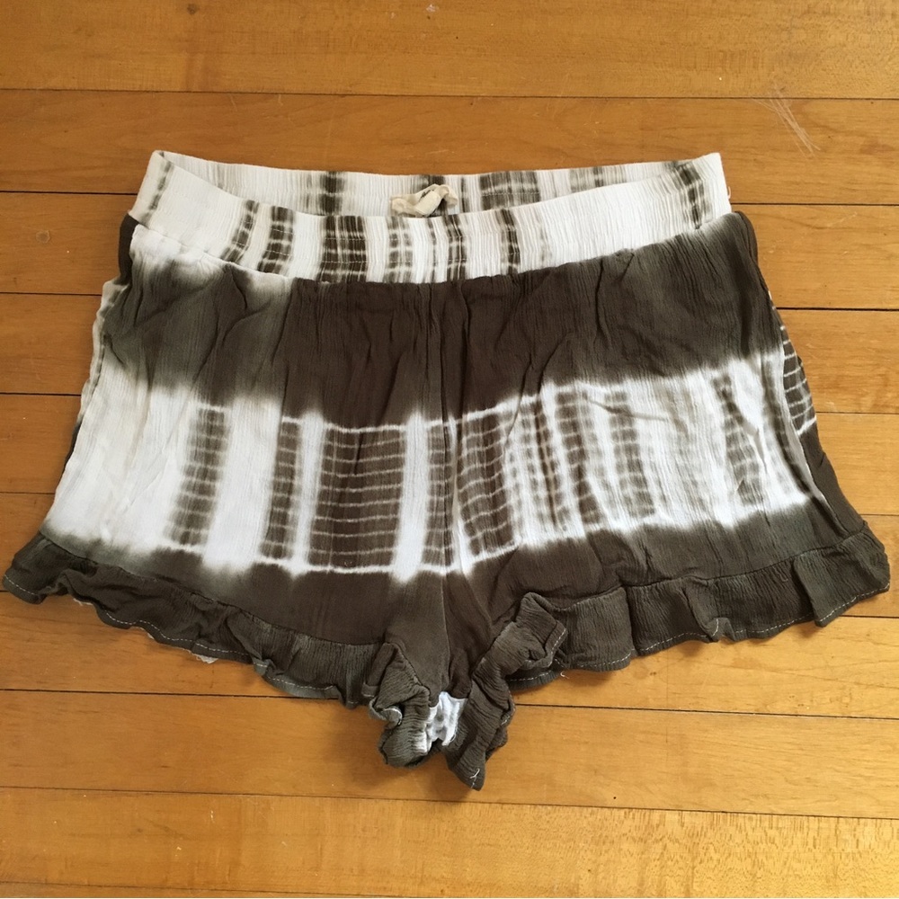 entro Tie Dye Lined Ruffle Shorts Boho Flowy Festival